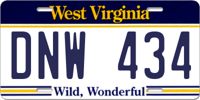 WV license plate DNW434
