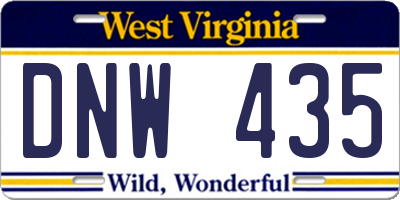 WV license plate DNW435