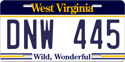 WV license plate DNW445