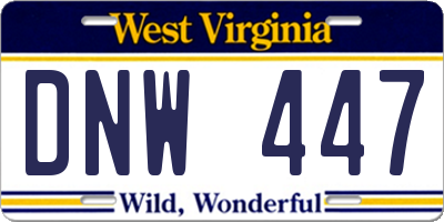 WV license plate DNW447