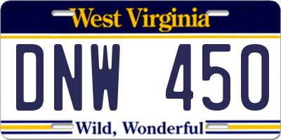 WV license plate DNW450