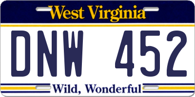 WV license plate DNW452