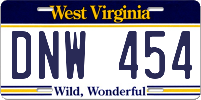 WV license plate DNW454