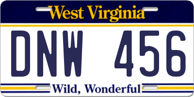 WV license plate DNW456
