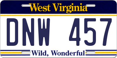 WV license plate DNW457