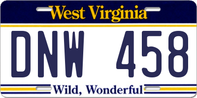 WV license plate DNW458
