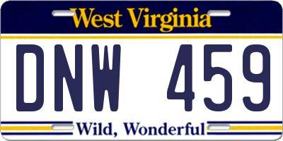 WV license plate DNW459
