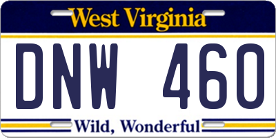 WV license plate DNW460