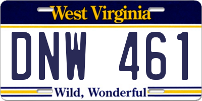 WV license plate DNW461