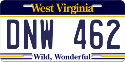 WV license plate DNW462