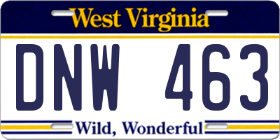 WV license plate DNW463