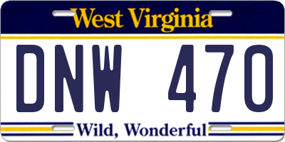 WV license plate DNW470