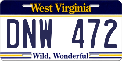 WV license plate DNW472