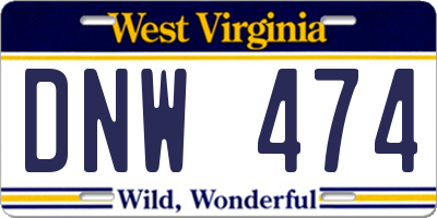 WV license plate DNW474