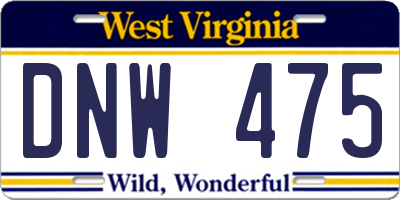 WV license plate DNW475