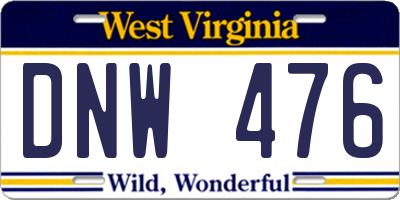 WV license plate DNW476
