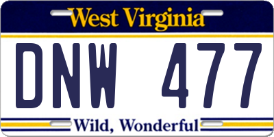 WV license plate DNW477