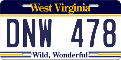WV license plate DNW478