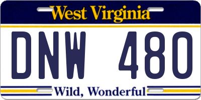 WV license plate DNW480