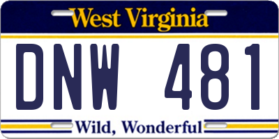 WV license plate DNW481