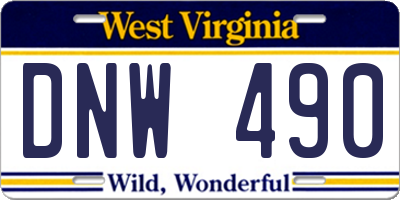 WV license plate DNW490