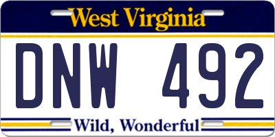 WV license plate DNW492
