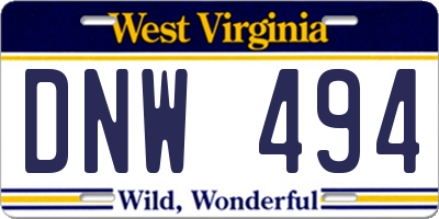 WV license plate DNW494
