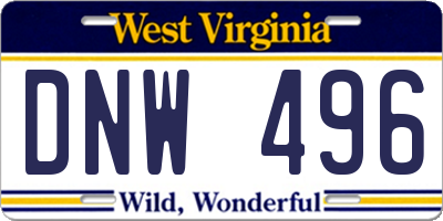 WV license plate DNW496