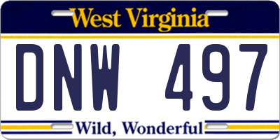 WV license plate DNW497