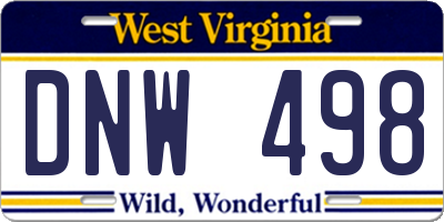 WV license plate DNW498