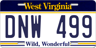 WV license plate DNW499