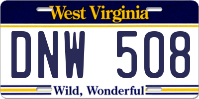 WV license plate DNW508