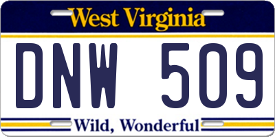 WV license plate DNW509