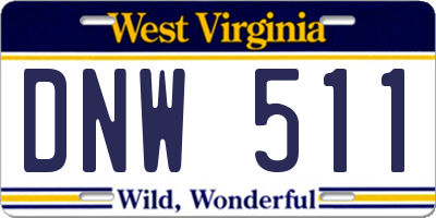 WV license plate DNW511