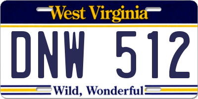 WV license plate DNW512