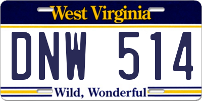 WV license plate DNW514