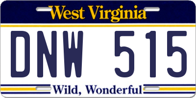 WV license plate DNW515