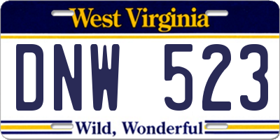 WV license plate DNW523