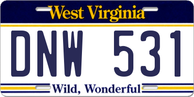 WV license plate DNW531