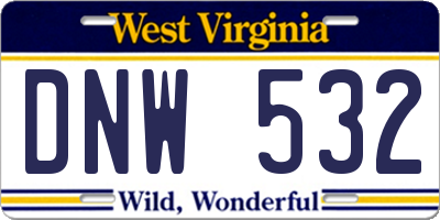 WV license plate DNW532