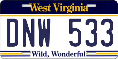 WV license plate DNW533
