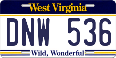 WV license plate DNW536
