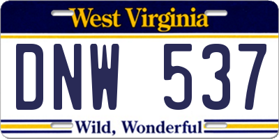 WV license plate DNW537