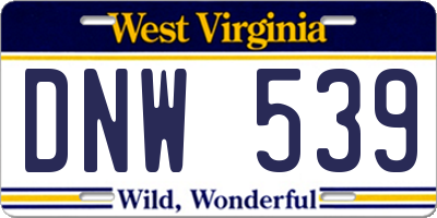 WV license plate DNW539