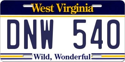 WV license plate DNW540