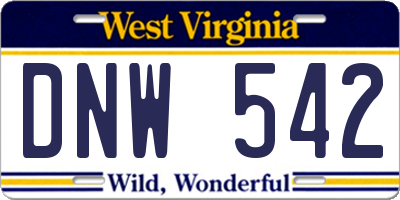 WV license plate DNW542