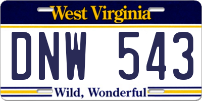 WV license plate DNW543