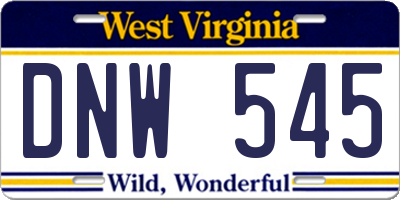 WV license plate DNW545