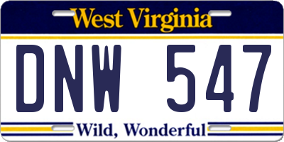 WV license plate DNW547