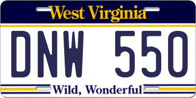 WV license plate DNW550